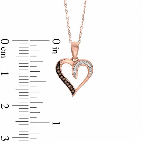 0.05 CT. T.W. Enhanced Cognac and White Diamond Heart Pendant in 10K Rose Gold