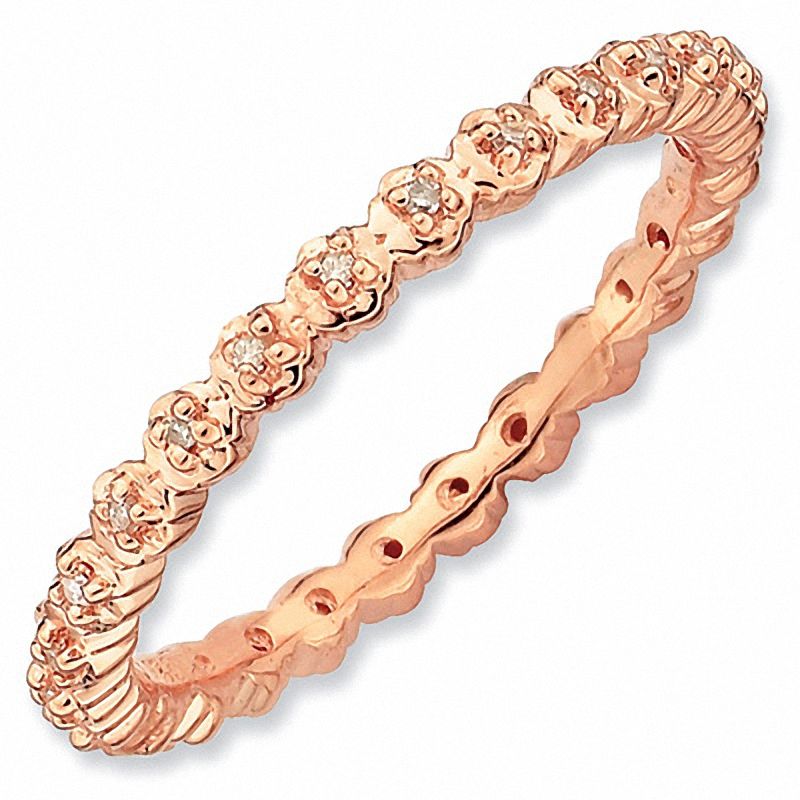 Stackable Expressions™ Diamond Accent Classic Eternity Band in Sterling Silver and 18K Rose Gold Plate|Peoples Jewellers
