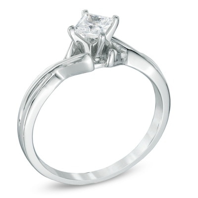 0.40 CT. Certified Canadian Princess-Cut Diamond Solitaire Ring in 14K White Gold (I/I1)