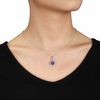 Thumbnail Image 2 of 8.0mm Cushion-Cut Amethyst, Tanzanite and Diamond Accent Pendant in Sterling Silver