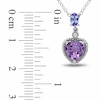 Thumbnail Image 1 of 7.0mm Heart-Shaped Amethyst, Tanzanite and Diamond Accent Drop Pendant in Sterling Silver