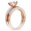 6.0mm Morganite and 0.34 CT. T.W. Diamond Bridal Set in 10K Rose Gold