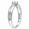 Thumbnail Image 1 of Heart-Shaped White Lab-Created Sapphire and Diamond Accent Promise Ring in Sterling Silver