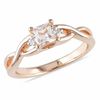 4.0mm Princess-Cut Morganite and Diamond Accent Promise Ring in Rose Rhodium Sterling Silver