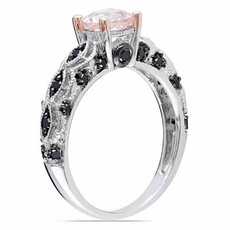 Morganite and deals black diamond ring