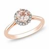 6.0mm Pink Morganite and Diamond Accent Frame Ring in 10K Rose Gold