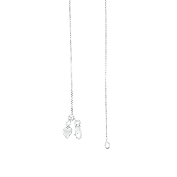 Ladies' Adjustable 0.8mm Box Chain Necklace in Sterling Silver - 22"