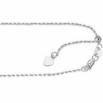 Ladies' 1.0mm Adjustable Rope Chain Necklace in Sterling Silver - 22"