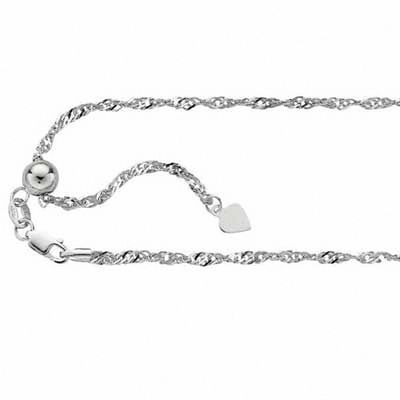 Ladies' 1.5mm Adjustable Singapore Chain Necklace in Sterling Silver - 22"