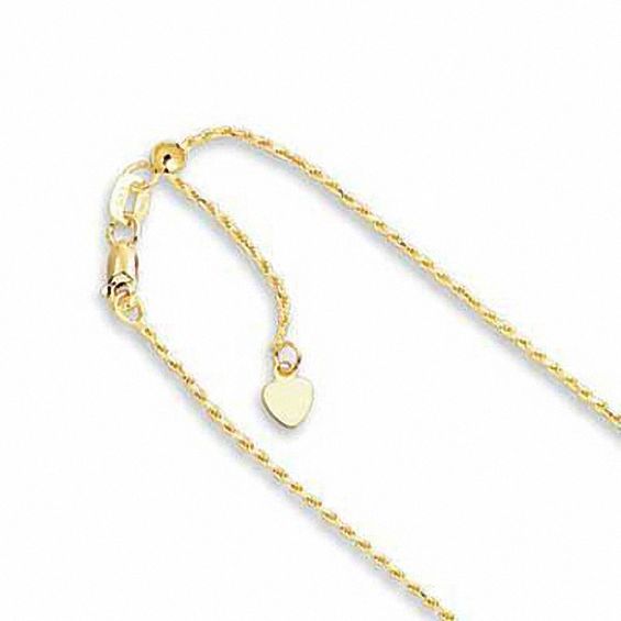 1.0mm Adjustable Rope Chain Necklace in 10K Gold - 22"