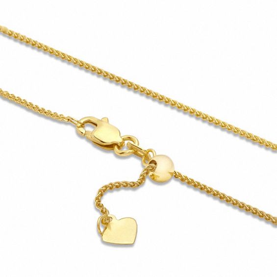 1.0mm Adjustable Wheat Chain Necklace in 10K Gold - 22"