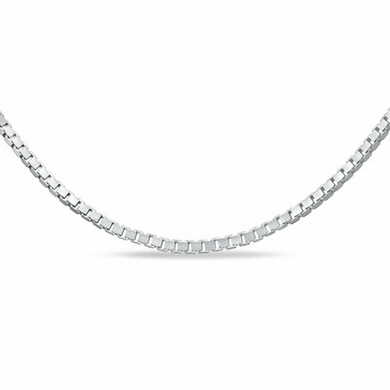 Main Image 1 of 0.85mm Adjustable Box Chain Necklace in 10K White Gold - 22&quot;