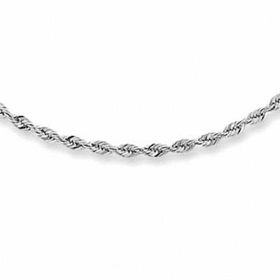 1.1mm Adjustable Rope Chain Necklace in 10K White Gold - 22"