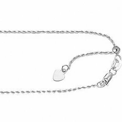 1.1mm Adjustable Rope Chain Necklace in 10K White Gold - 22"