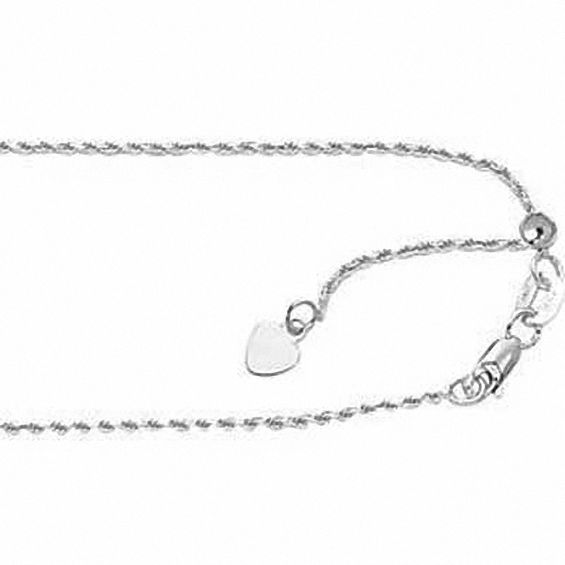 1.1mm Adjustable Rope Chain Necklace in 10K White Gold - 22"