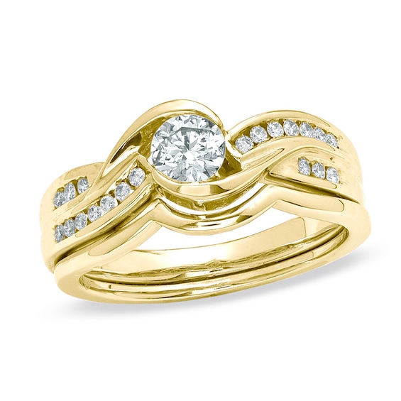 0.50 CT. T.W. Certified Canadian Diamond Bridal Set in 14K Gold (I/I1)