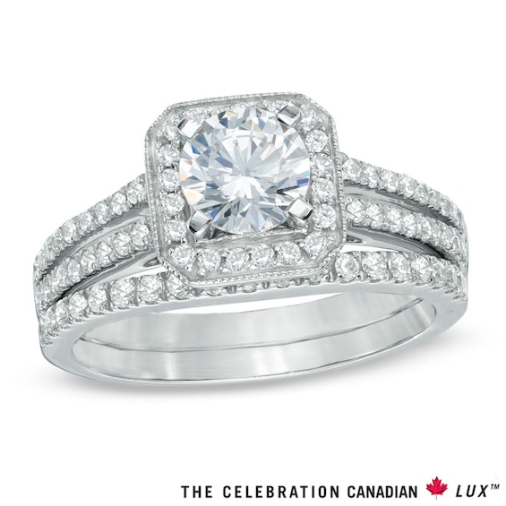 Celebration Canadian Lux® CT. T.W. Certified Diamond Bridal Set in 18K White Gold (I/SI2