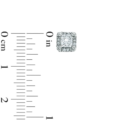 0.80 CT. T.W. Princess-Cut Diamond Frame Stud Earrings in 10K White Gold