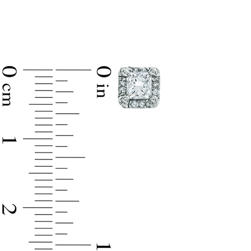 0.80 CT. T.W. Princess-Cut Diamond Frame Stud Earrings in 10K White Gold