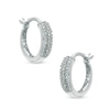 Thumbnail Image 0 of 0.09 CT. T.W. Diamond Triple Row Hoop Earrings in Sterling Silver
