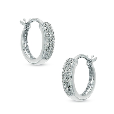 0.09 CT. T.W. Diamond Triple Row Hoop Earrings in Sterling Silver