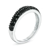 Thumbnail Image 1 of 0.18 CT. T.W. Black Diamond Triple Row Wedding Band in Sterling Silver