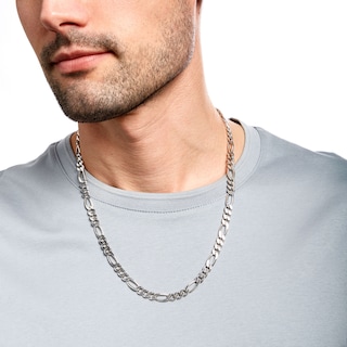 Men's 6.5mm Figaro Chain Necklace in Sterling Silver - 22"