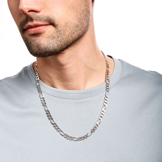 Men's 6.5mm Figaro Chain Necklace in Sterling Silver - 22"