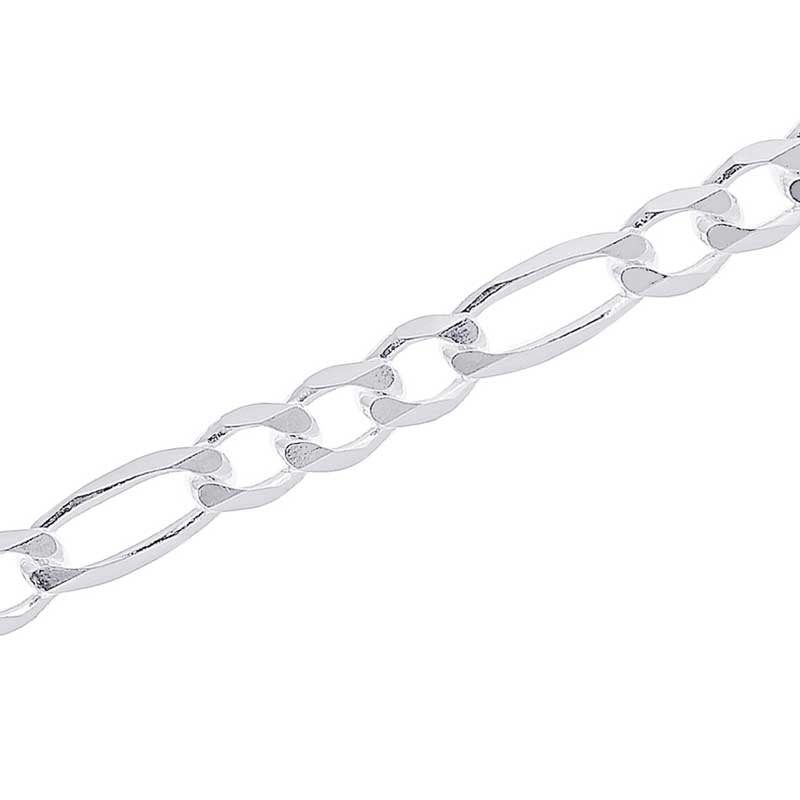 9.5mm Figaro Chain Bracelet in Sterling Silver - 8.5"