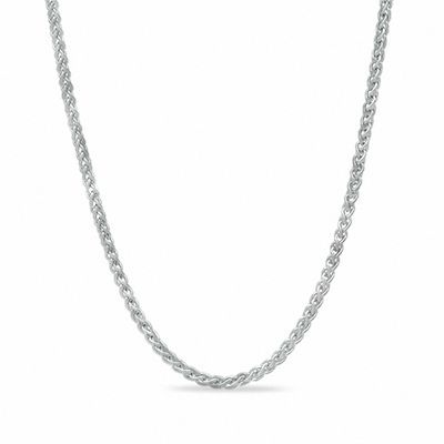 Adjustable 1.0mm Wheat Chain Necklace in 10K White Gold  - 22"