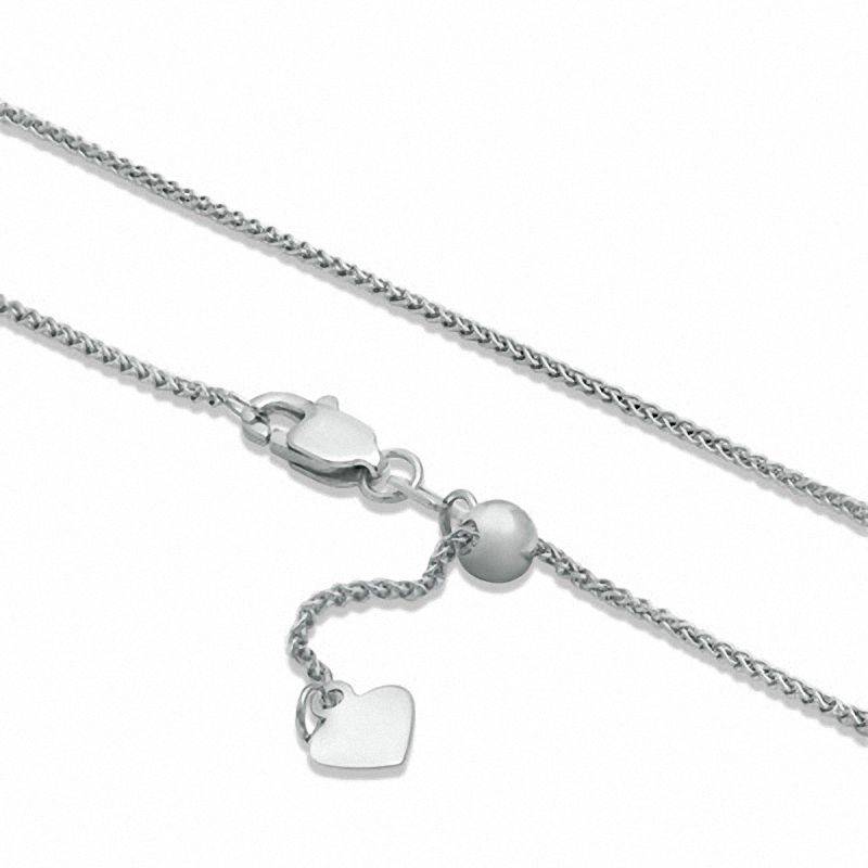 Adjustable 1.0mm Wheat Chain Necklace in 10K White Gold  - 22"|Peoples Jewellers