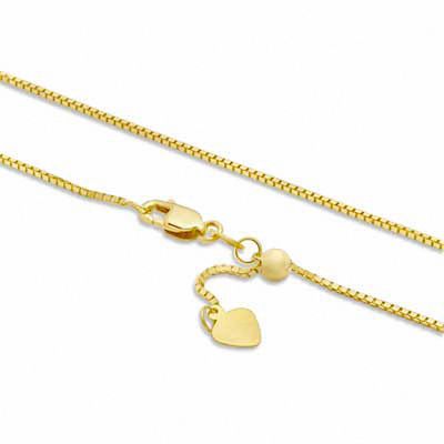 0.85mm Adjustable Box Chain Necklace in 14K Gold