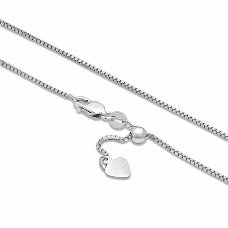 0.85mm Adjustable Box Chain Necklace in 14K White Gold