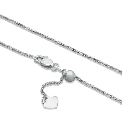 Adjustable 1.0mm Wheat Chain Necklace in 14K White Gold - 22"