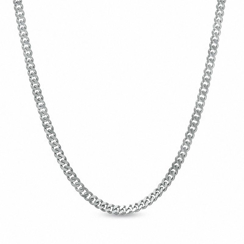 2.0mm Gourmette Chain Necklace in 14K White Gold - 24"|Peoples Jewellers