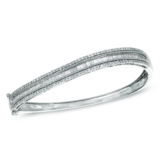 1.65 CT. T.W. Diamond Curved Bangle in 10K White Gold