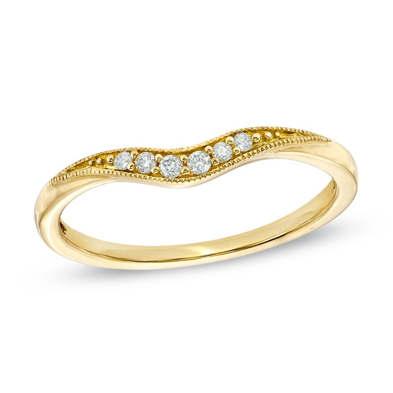 0.05 CT. T.W. Diamond Contour Wedding Band in 14K Gold|Peoples Jewellers