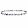 Pear-Shaped Tanzanite and "X" Link Alternating Line Bracelet in Sterling Silver