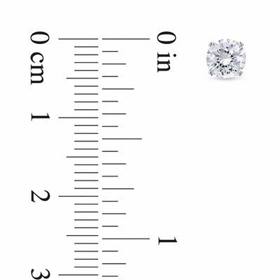 5.0mm White Lab-Created Sapphire Solitaire Stud Earrings in 10K White Gold