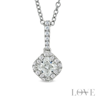 Vera Wang Love Collection 0.58 CT. T.W. Princess-Cut Diamond Frame Drop Pendant in 14K White Gold