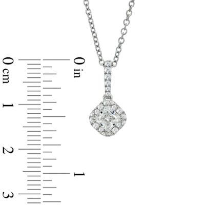 Vera Wang Love Collection 0.58 CT. T.W. Princess-Cut Diamond Frame Drop Pendant in 14K White Gold