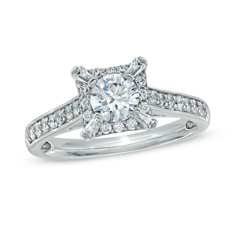 Celebration Canadian Ideal 0.82 CT. T.W. Certified Diamond Frame Engagement Ring in 14K White Gold (I/I1)