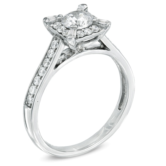 Celebration Canadian Ideal 0.82 CT. T.W. Certified Diamond Frame Engagement Ring in 14K White Gold (I/I1)