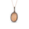 Oval Peach Moonstone and 0.14 CT. T.W. Enhanced Champagne Diamond Pendant in 10K Rose Gold