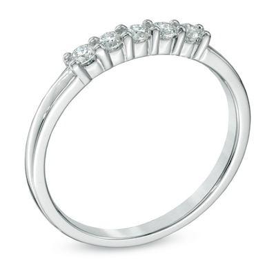 0.25 CT. T.W. Certified Canadian Diamond Five Stone Anniversary Band in 14K White Gold (I/I2)