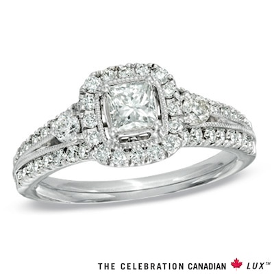 Celebration Canadian Lux® CT. T.W. Certified Diamond Frame Engagement Ring in 18K Gold (I/SI2