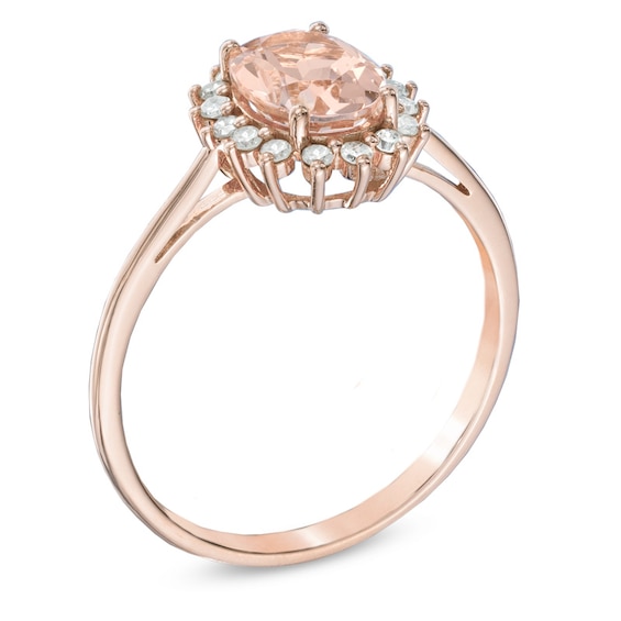 Oval Morganite and 0.16 CT. T.W. Diamond Ring in 10K Rose Gold