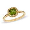 6.0mm Cushion-Cut Peridot and 0.11 CT. T.W. Enhanced Champagne Diamond Ring in 10K Gold