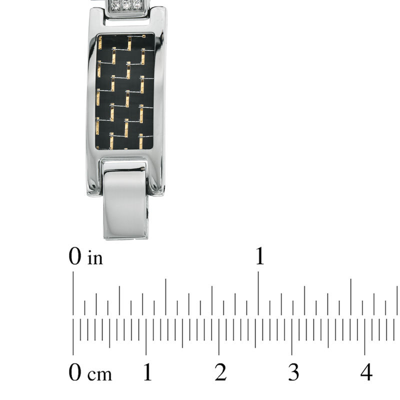 Men's 0.40 CT. T.W. Diamond Carbon Fibre Bracelet in Stainless Steel - 8.5"
