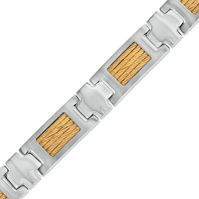 Men's Cable Link Bracelet in Two-Tone Stainless Steel - 8.5"